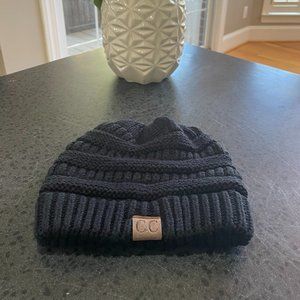 C.C Women's BeanieTail Soft Stretch Cable Knit High Bun Ponytail Beanie Hat